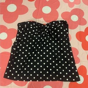 Chic Black and White Polka Dot swim Strapless Top